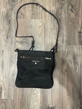 Michael Kors Black Leather Crossbody Shoulder Bag with Gold Hardware